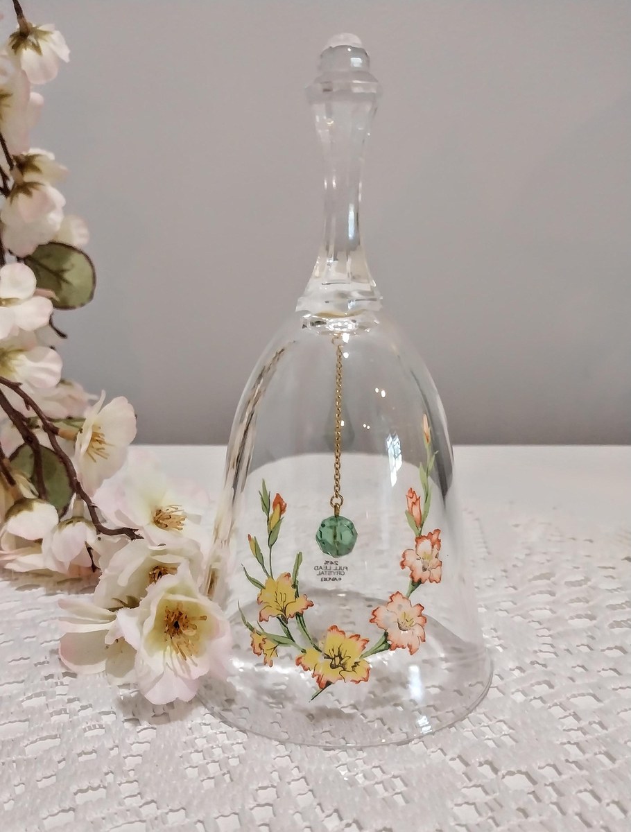 Vintage Avon Crystal Bell: 1980s Floral Motif, 24% Lead Crystal, view 10