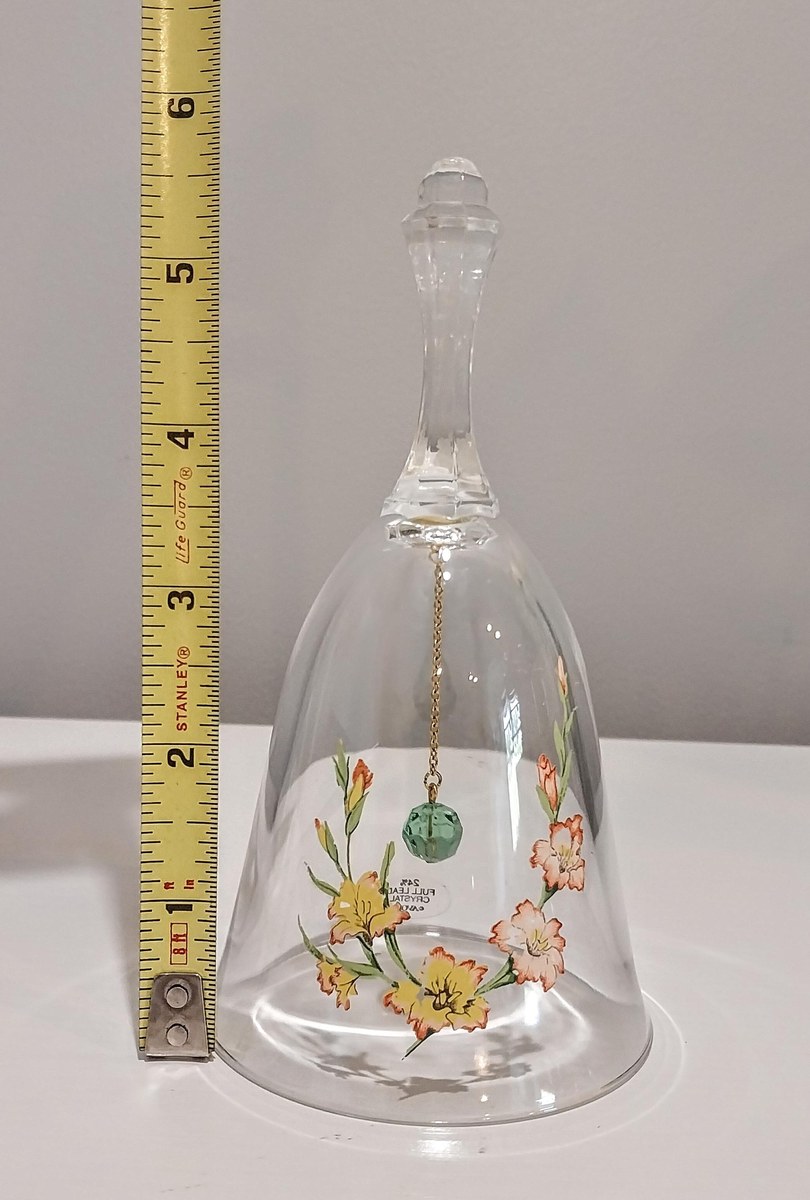 Vintage Avon Crystal Bell: 1980s Floral Motif, 24% Lead Crystal, view 6