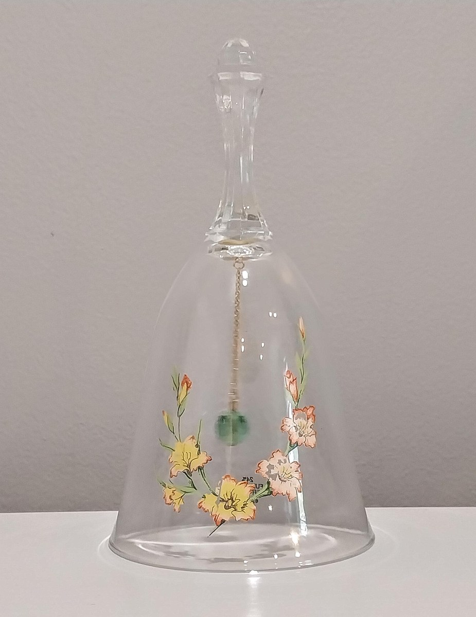Vintage Avon Crystal Bell: 1980s Floral Motif, 24% Lead Crystal, view 9