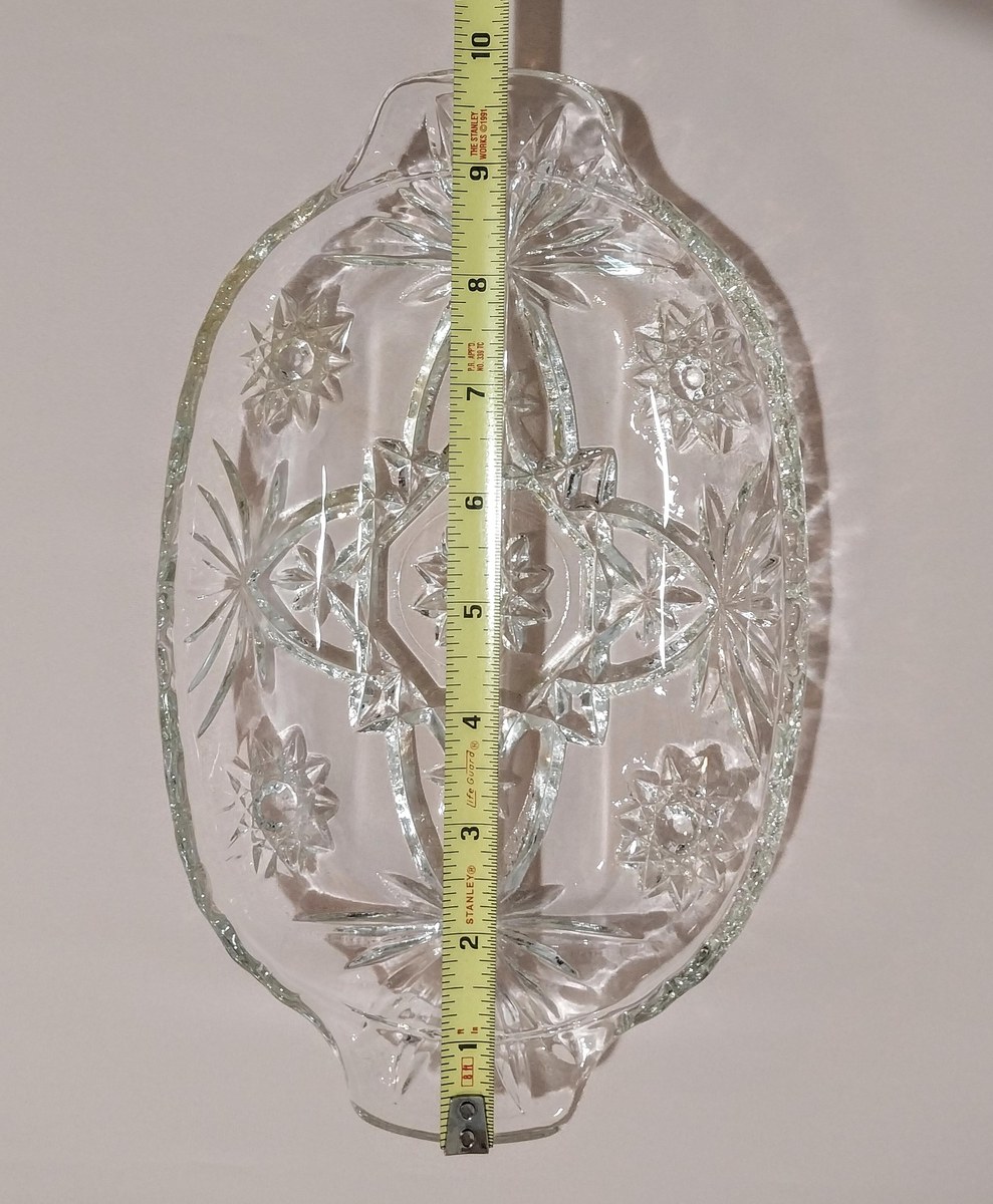 Vintage Anchor Hocking Glass Relish Dish – Early American Prescut Pattern, view 10