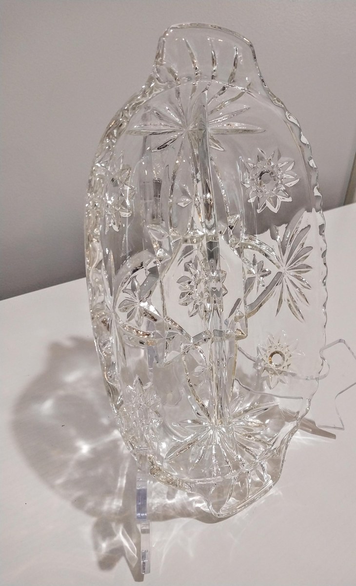Vintage Anchor Hocking Glass Relish Dish – Early American Prescut Pattern, view 4
