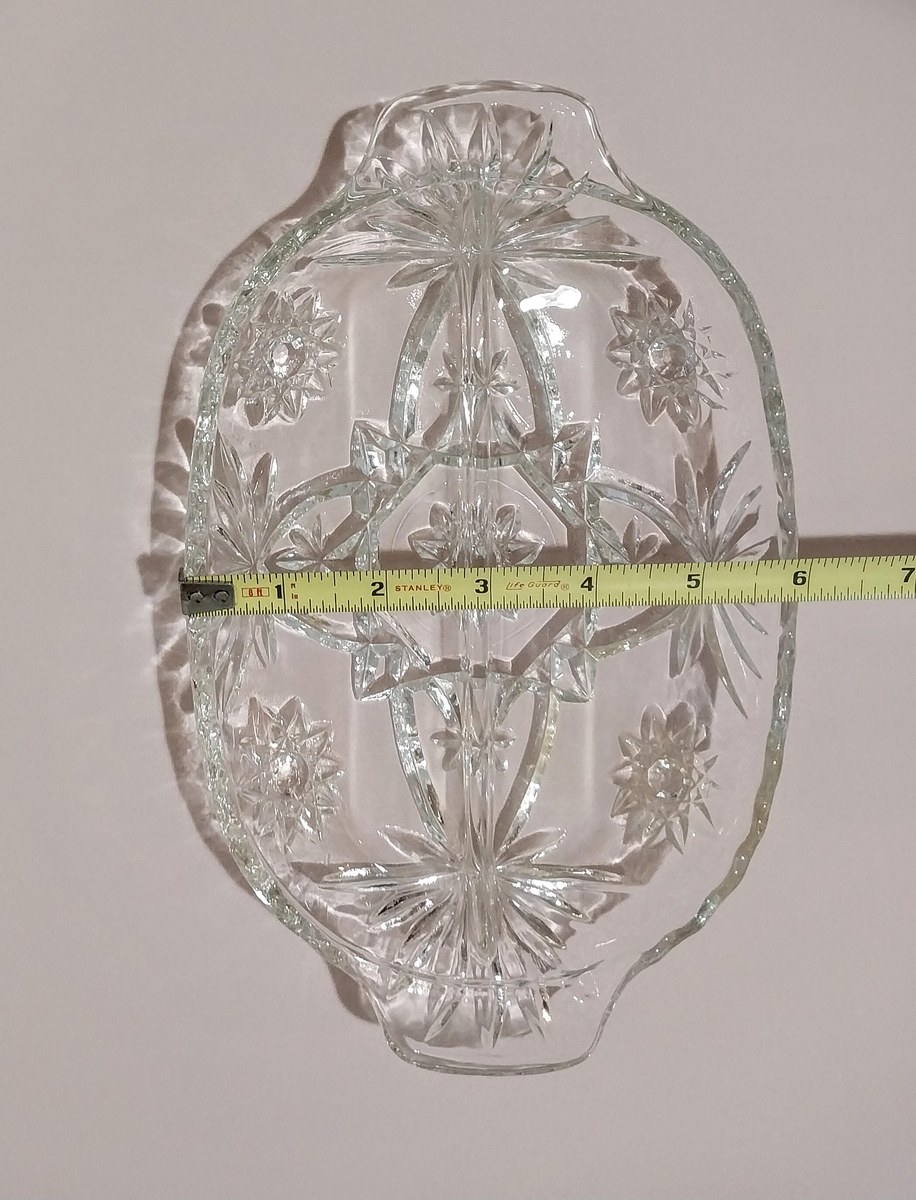 Vintage Anchor Hocking Glass Relish Dish – Early American Prescut Pattern, view 8