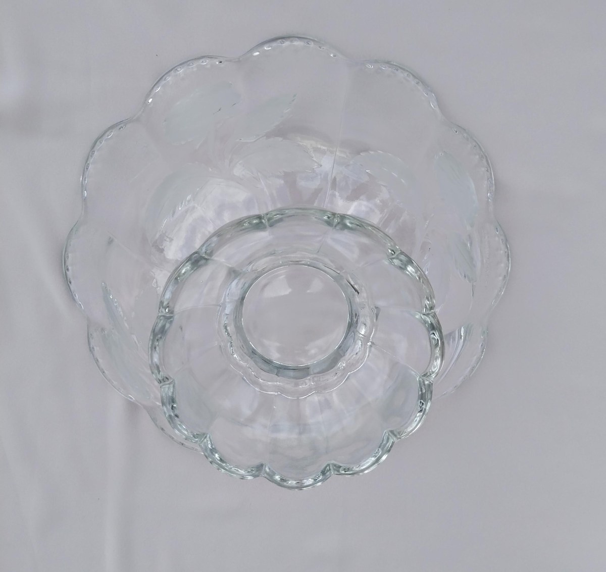 1960s Crystal Compote Bowl: Imperlux Frosted Rose Centerpiece, view 7