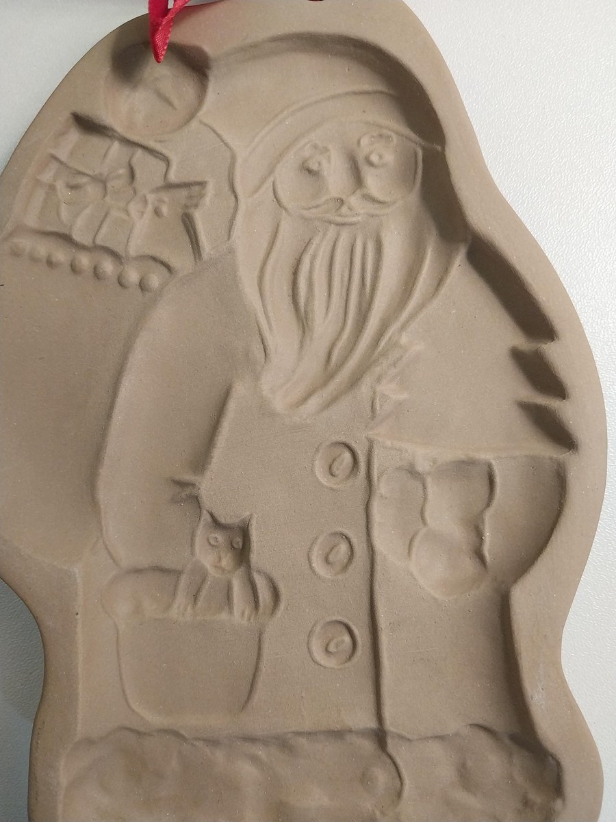Vintage Brown Bag Cookie Molds Set: Santa & Love Birds - Stoneware with Recipe Booklets, view 10
