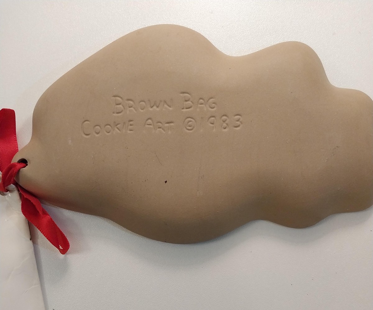 Vintage Brown Bag Cookie Molds Set: Santa & Love Birds - Stoneware with Recipe Booklets, view 5