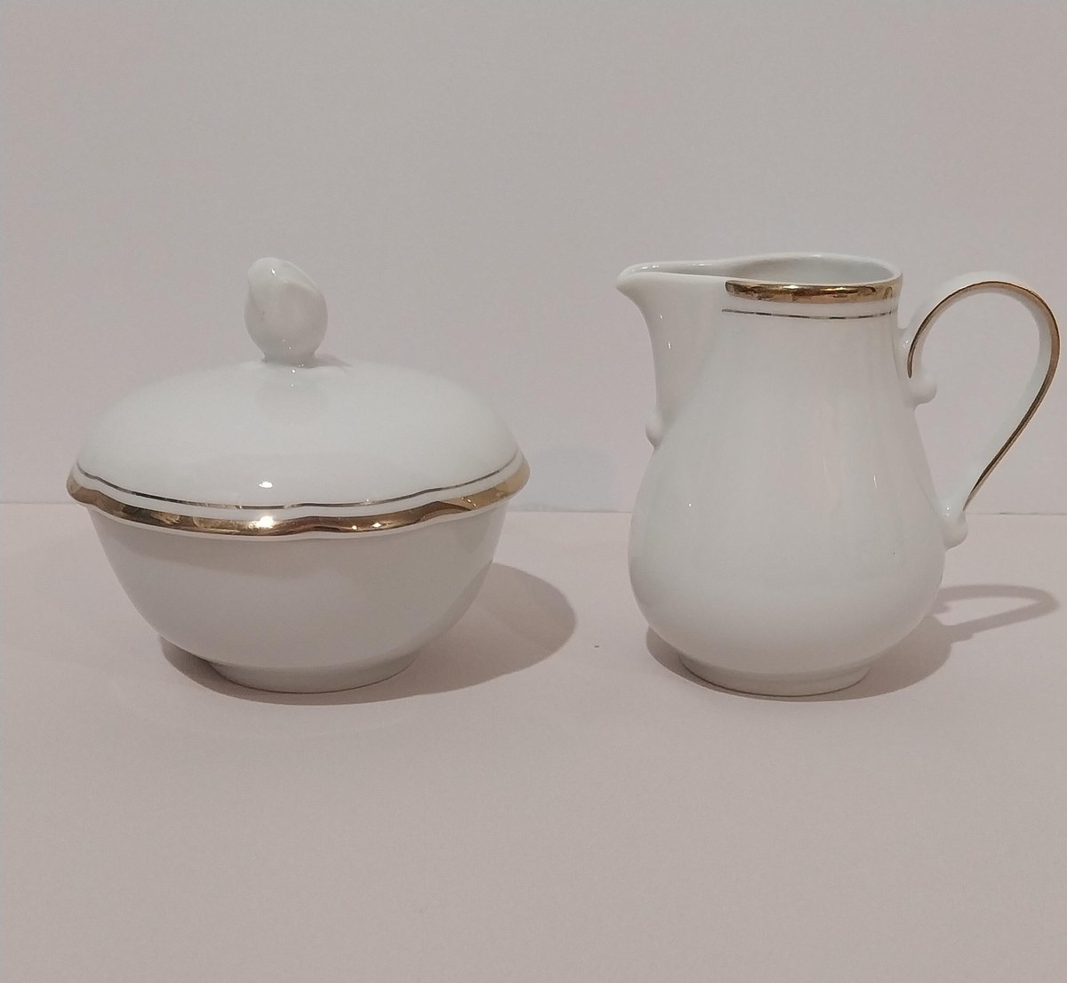 Vintage Kahla GDR Demitasse Set: White Porcelain, Gold Trim, view 5