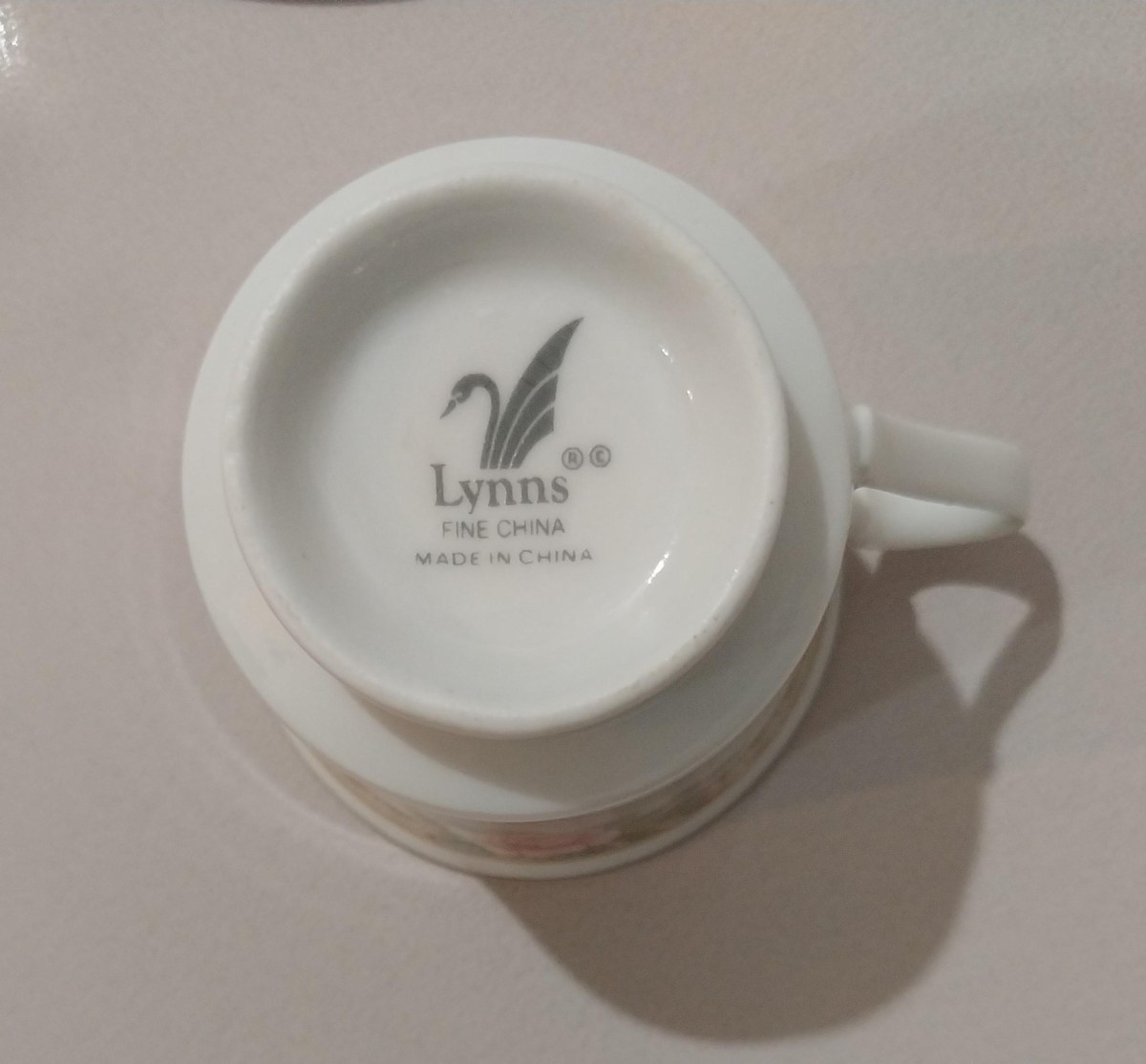 1950s Lynn's Fine China Demitasse Set: Rose Pattern Espresso Cups, view 6