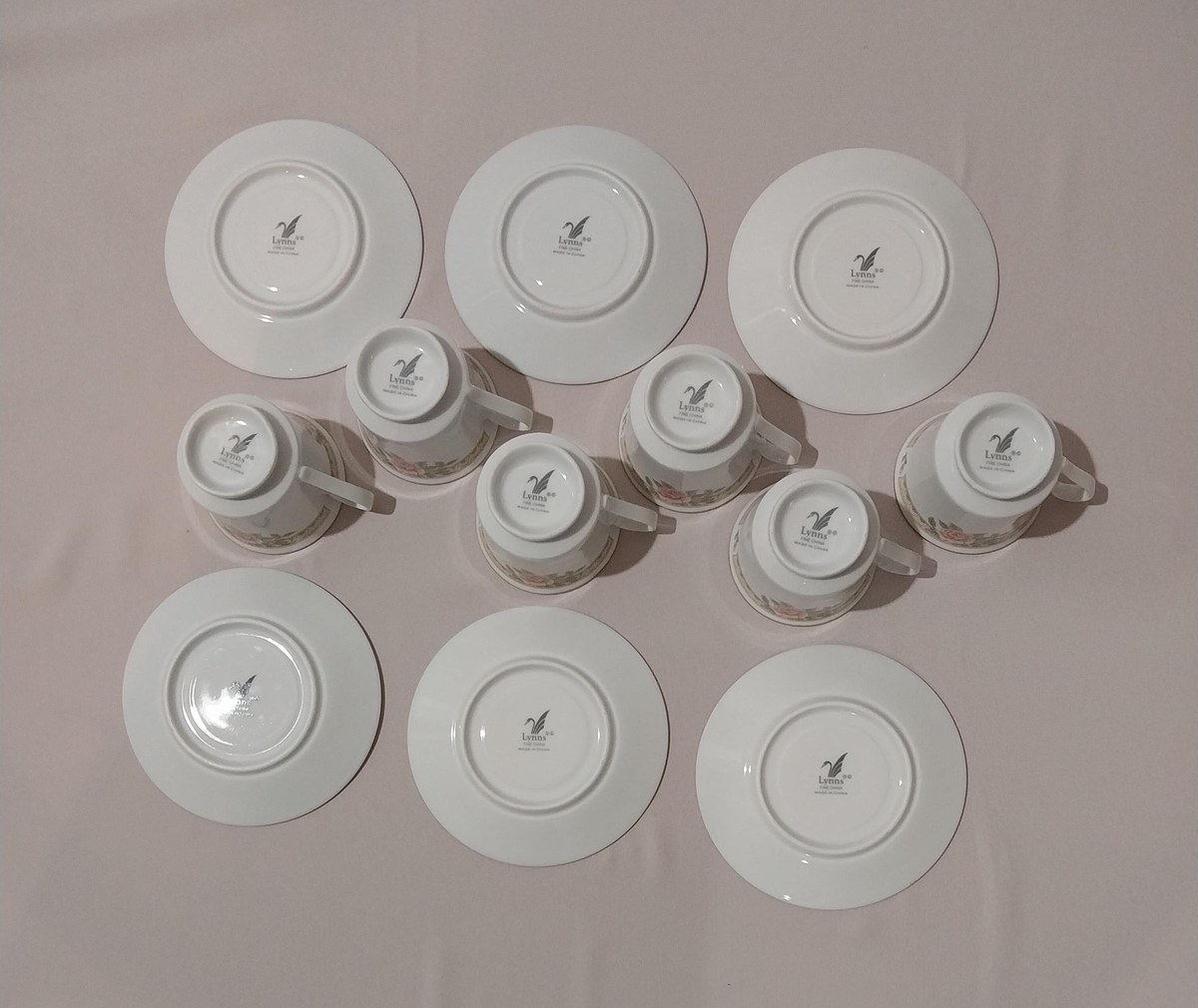 1950s Lynn's Fine China Demitasse Set: Rose Pattern Espresso Cups, view 9