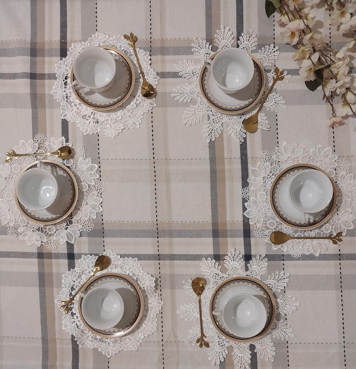 Vintage Lorren Fine China Demitasse Set: Navy Blue & Gold, 1990s Porcelain, view 10