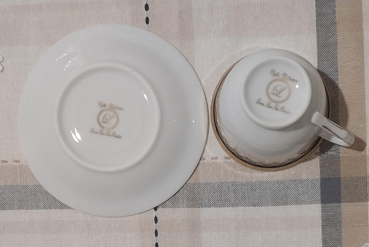 Vintage Lorren Fine China Demitasse Set: Navy Blue & Gold, 1990s Porcelain, view 3