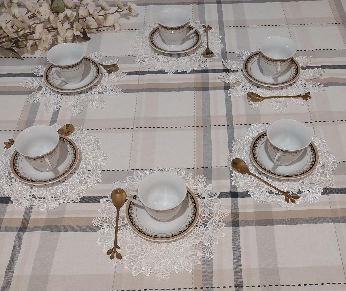 Vintage Lorren Fine China Demitasse Set: Navy Blue & Gold, 1990s Porcelain, view 4