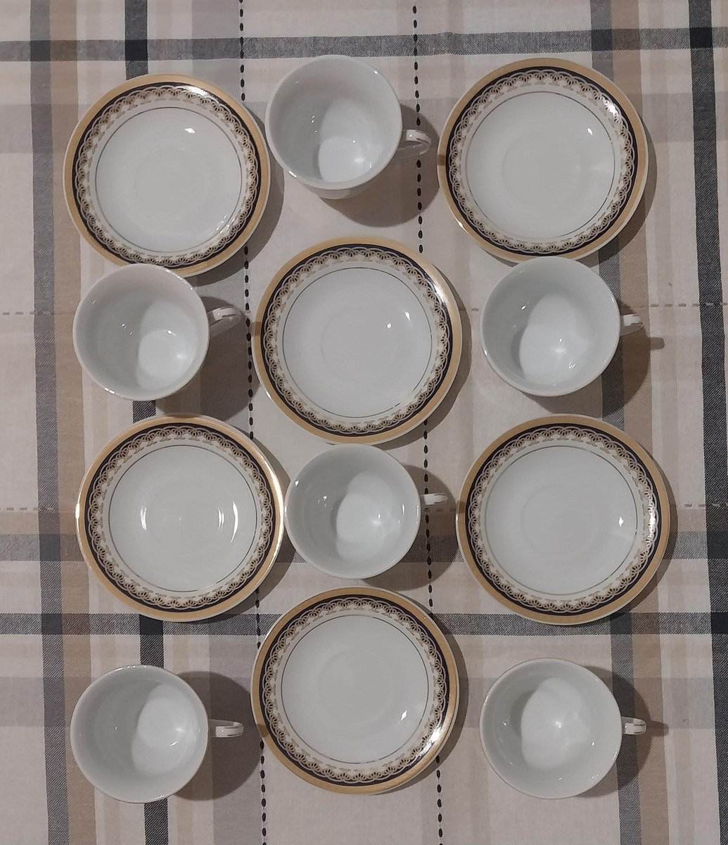 Vintage Lorren Fine China Demitasse Set: Navy Blue & Gold, 1990s Porcelain, view 7