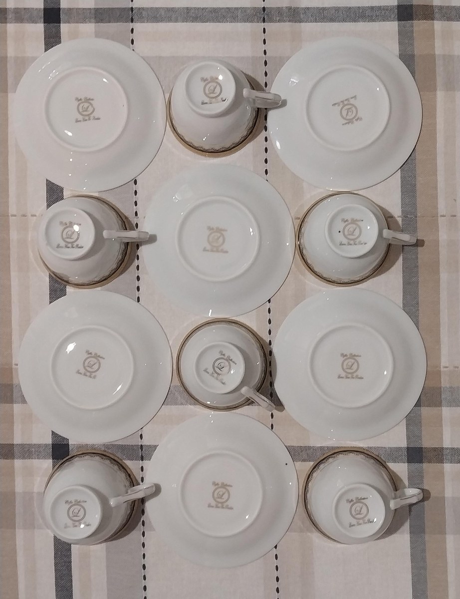 Vintage Lorren Fine China Demitasse Set: Navy Blue & Gold, 1990s Porcelain, view 8