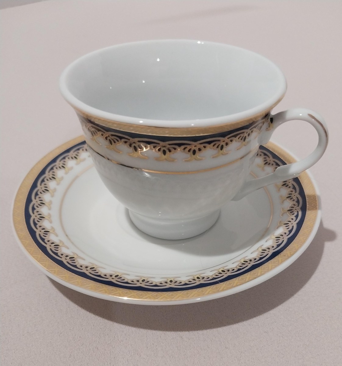 Vintage Lorren Fine China Demitasse Set: Navy Blue & Gold, 1990s Porcelain, view 9