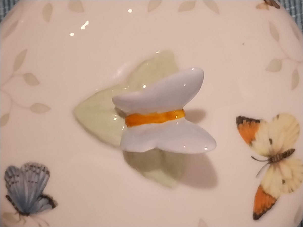 Lenox Butterfly Meadow Butter Dish: Louise Le Luyer Porcelain, Mint, view 10