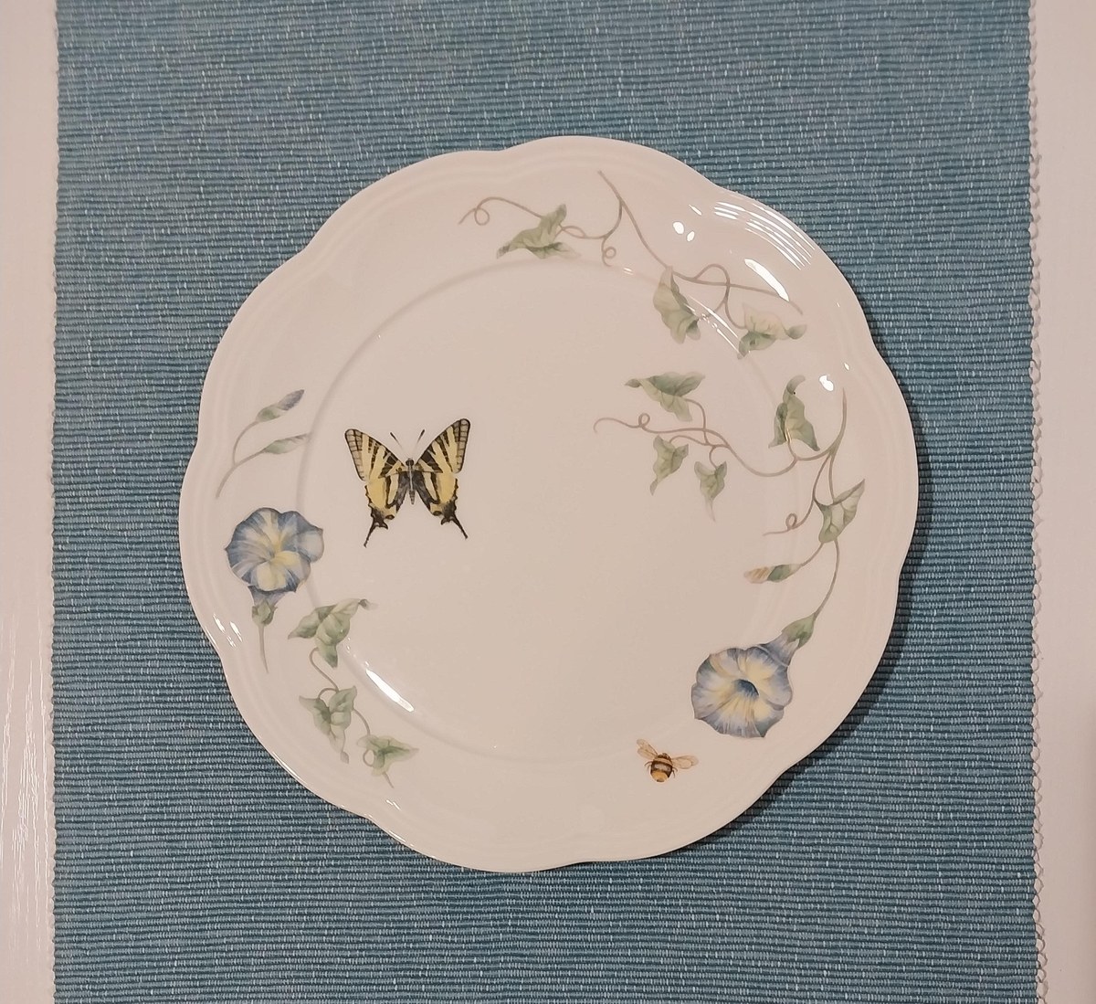 Lenox Butterfly Meadow Butter Dish: Louise Le Luyer Porcelain, Mint, view 6