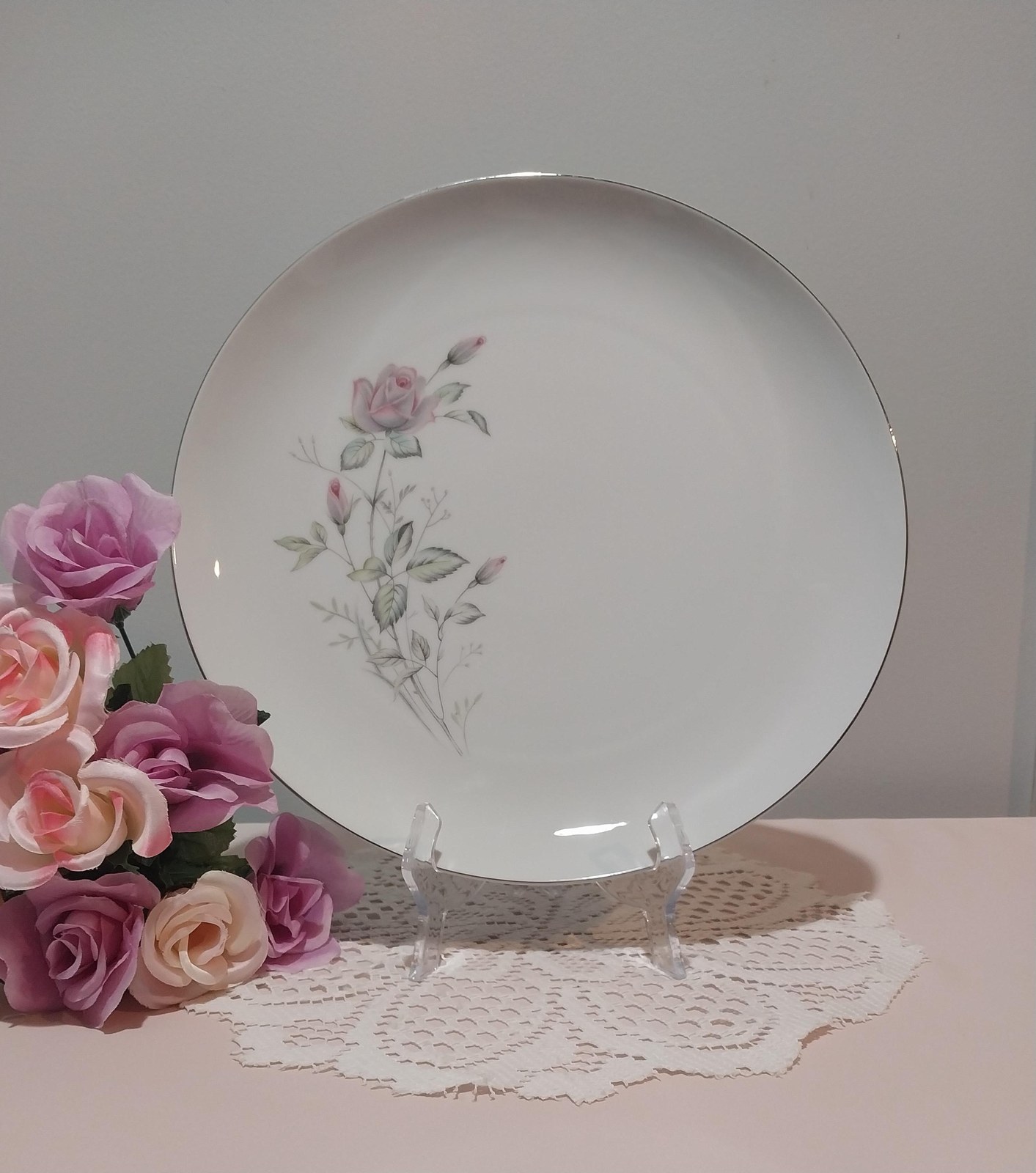 Vintage Romantic Rose Platter: 1950s Fine China of Japan, Pink Floral Decor
