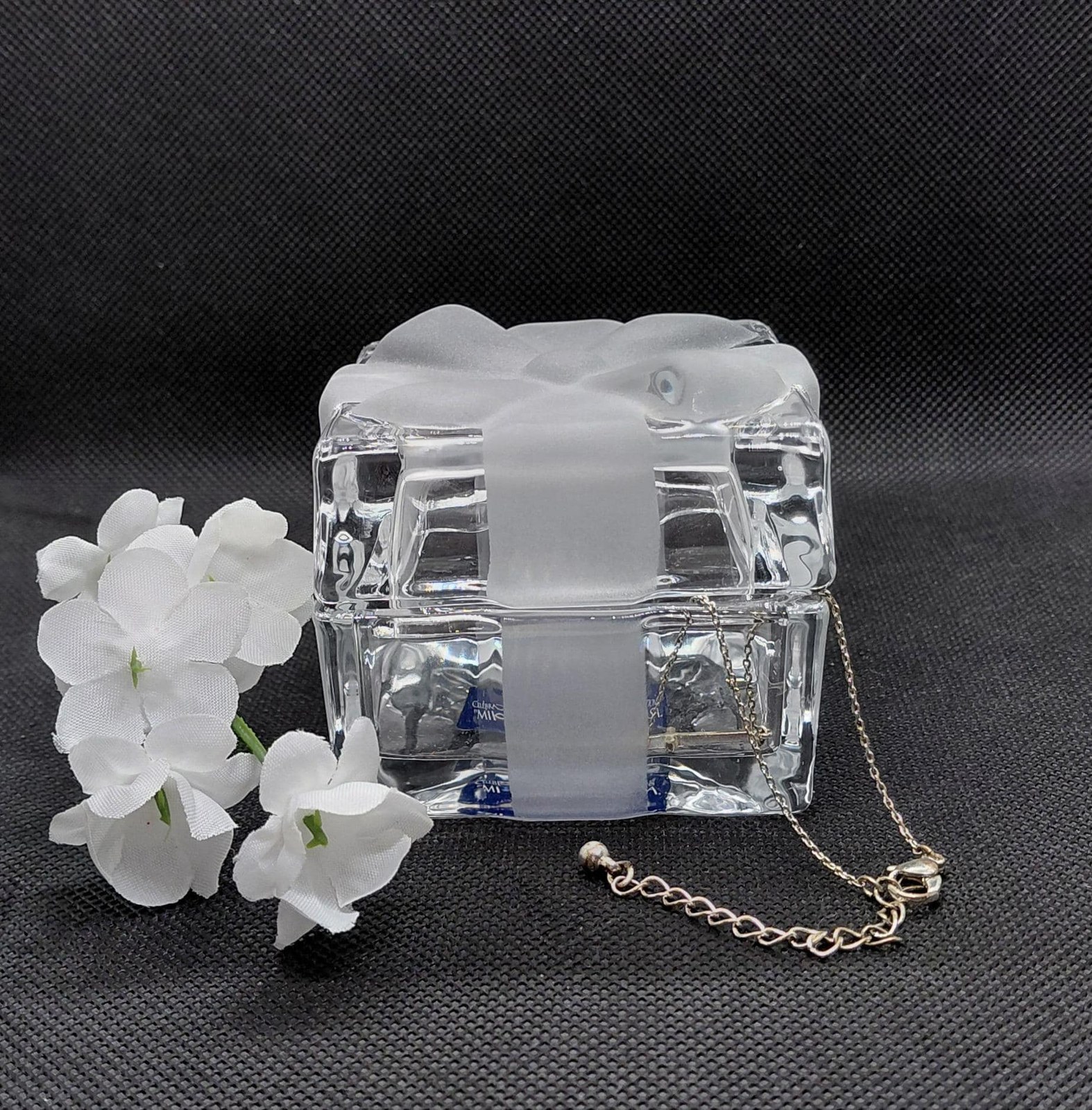 Vintage Mikasa Crystal Gift Box: Frosted Bow Lid, Celebrations Collection
