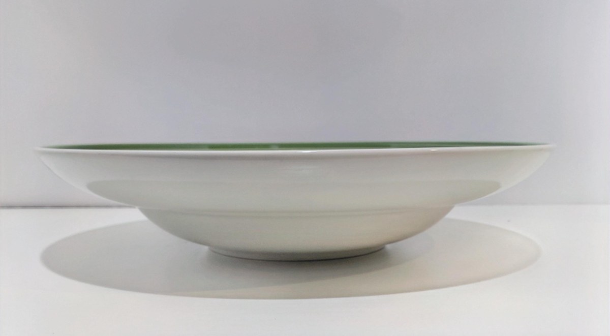 Vintage Tuxton Pasta Bowl – 12" White China, Green Band Restaurant Ware, view 4
