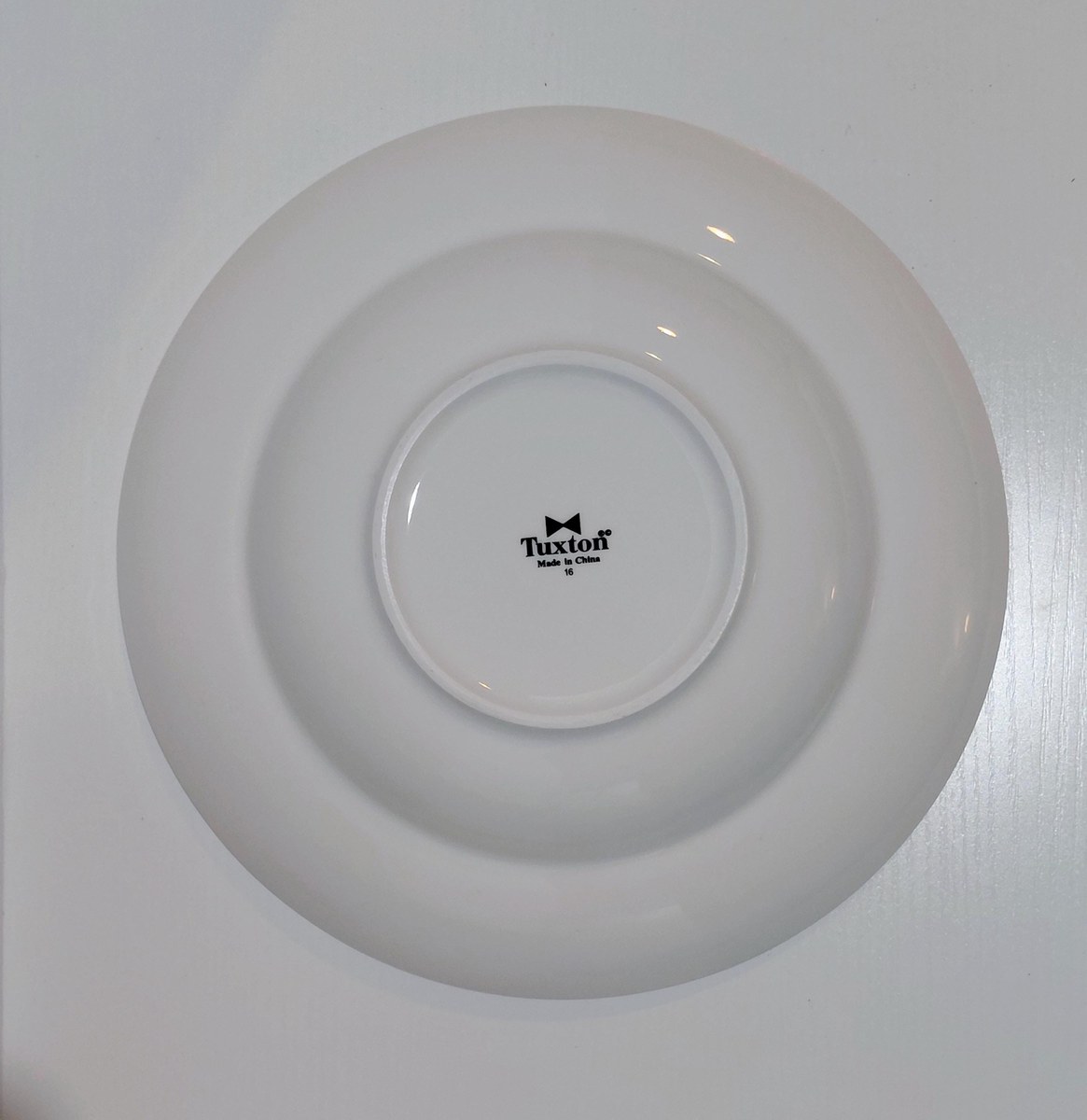 Vintage Tuxton Pasta Bowl – 12" White China, Green Band Restaurant Ware, view 5