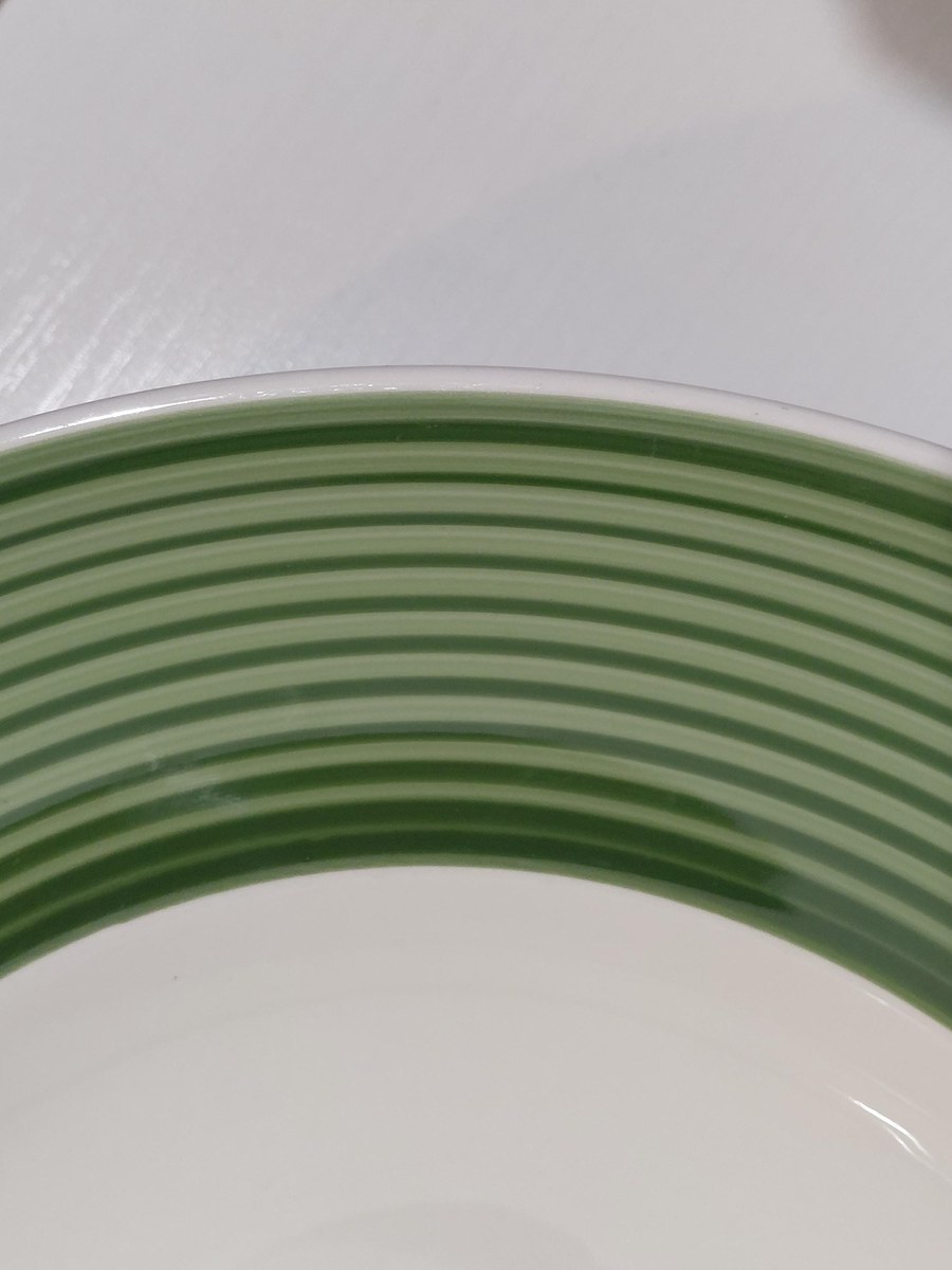 Vintage Tuxton Pasta Bowl – 12" White China, Green Band Restaurant Ware, view 7