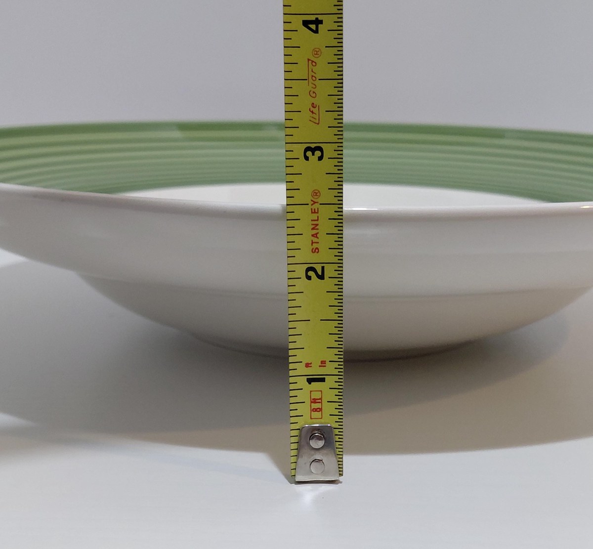 Vintage Tuxton Pasta Bowl – 12" White China, Green Band Restaurant Ware, view 8