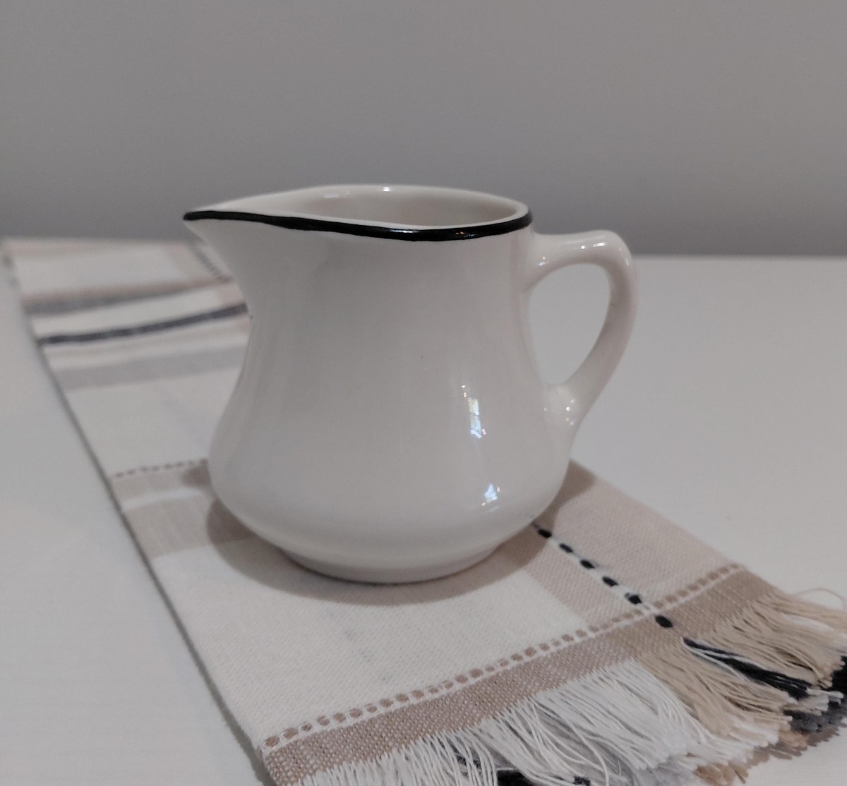 Vintage Homer Laughlin Creamer: Mid-Century White Ironstone Pitcher, view 10