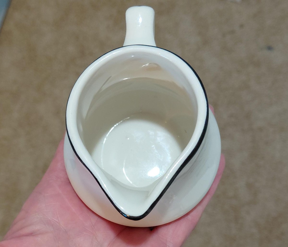 Vintage Homer Laughlin Creamer: Mid-Century White Ironstone Pitcher, view 6