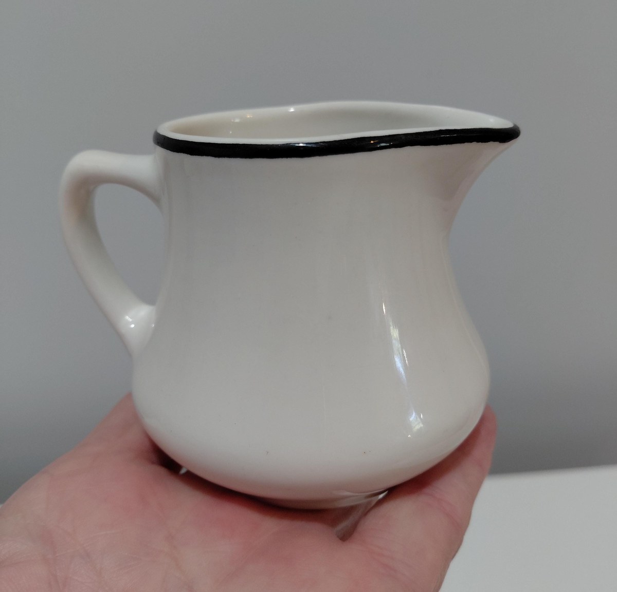 Vintage Homer Laughlin Creamer: Mid-Century White Ironstone Pitcher, view 7