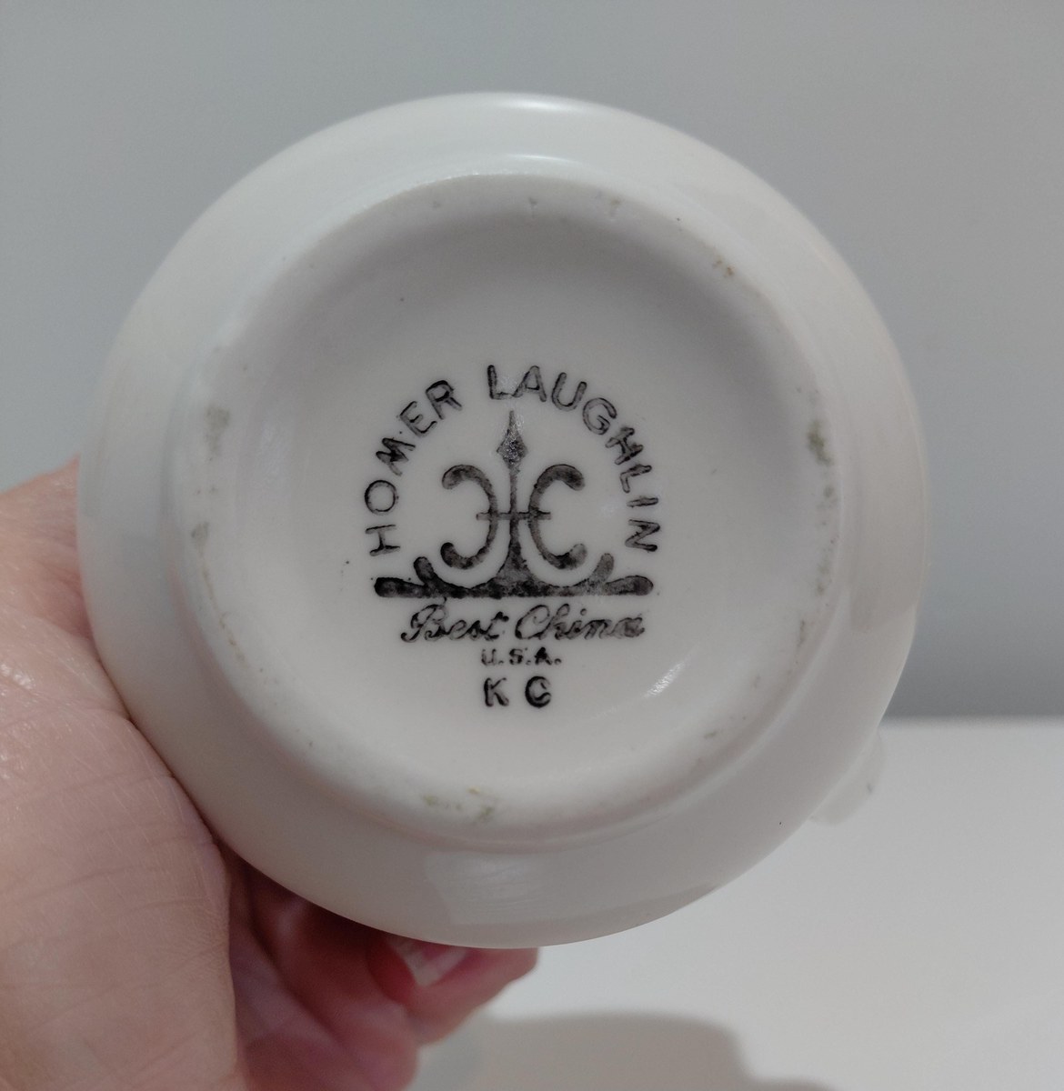 Vintage Homer Laughlin Creamer: Mid-Century White Ironstone Pitcher, view 9