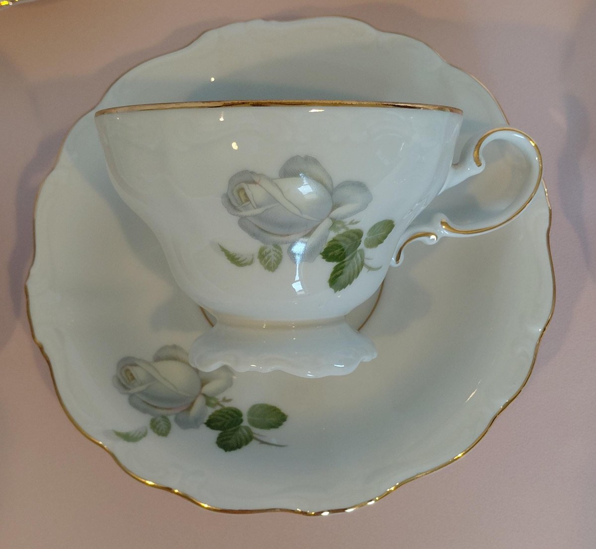 Vintage Johann Haviland White Rose Tea Set - cups and saucers - Set of 6, view 2