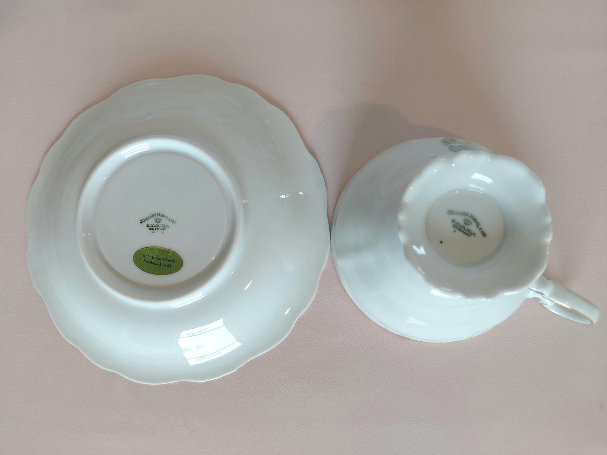 Vintage Johann Haviland White Rose Tea Set - cups and saucers - Set of 6, view 4