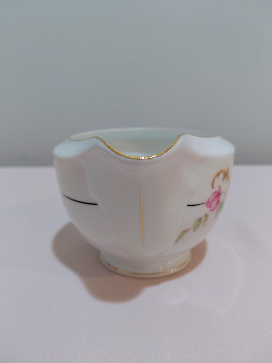 TK Thun Bohemia Edna Gravy Boat Bowl Creamer Czech Porcelain 1918-1939 Floral Gold Trim, view 10