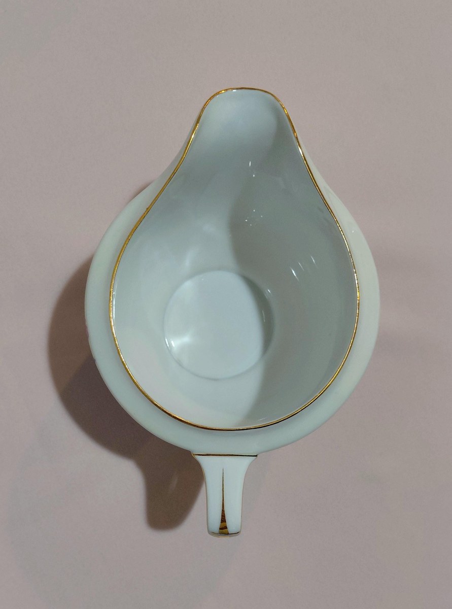 TK Thun Bohemia Edna Gravy Boat Bowl Creamer Czech Porcelain 1918-1939 Floral Gold Trim, view 12