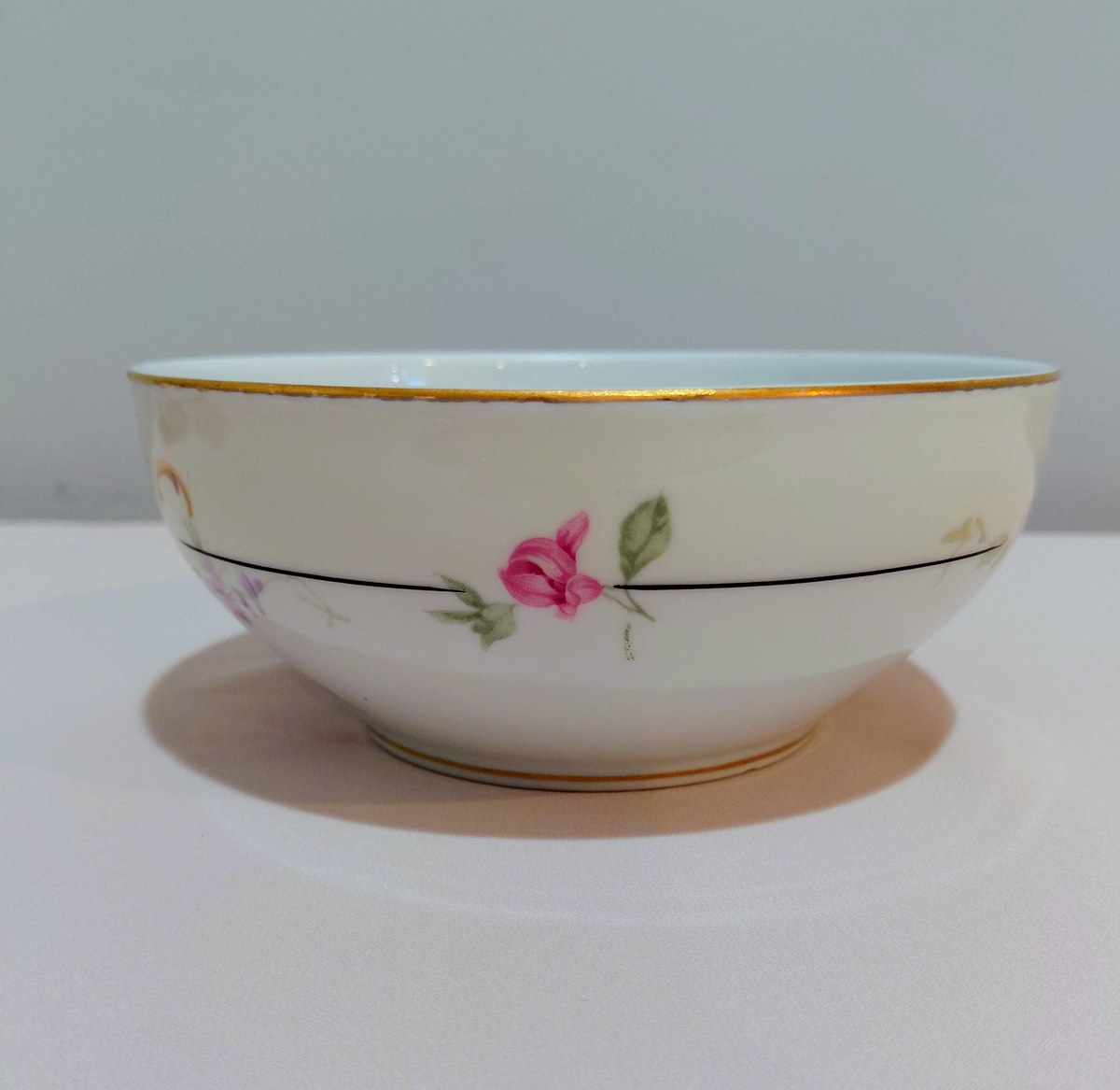 TK Thun Bohemia Edna Gravy Boat Bowl Creamer Czech Porcelain 1918-1939 Floral Gold Trim, view 14