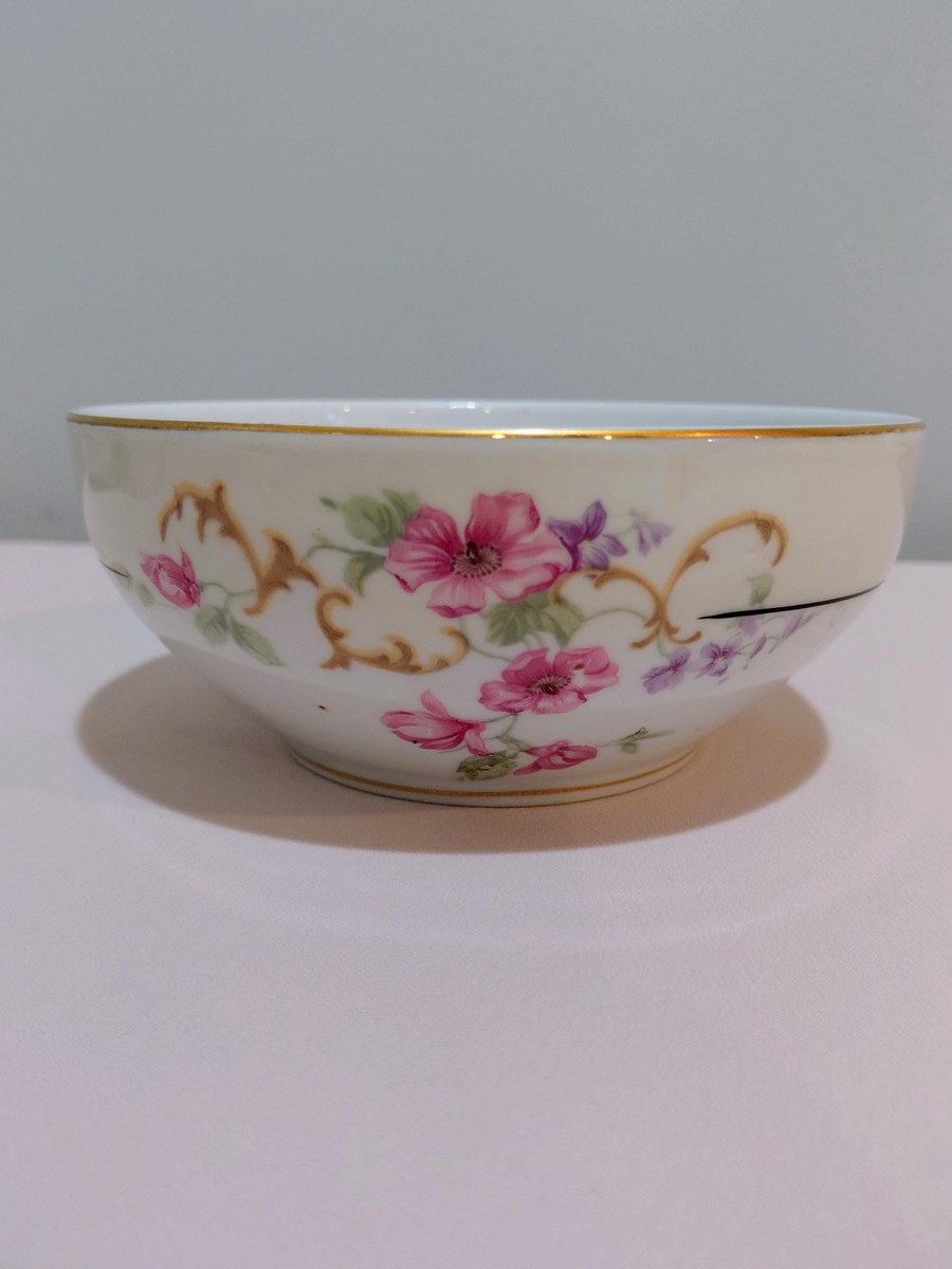 TK Thun Bohemia Edna Gravy Boat Bowl Creamer Czech Porcelain 1918-1939 Floral Gold Trim, view 15