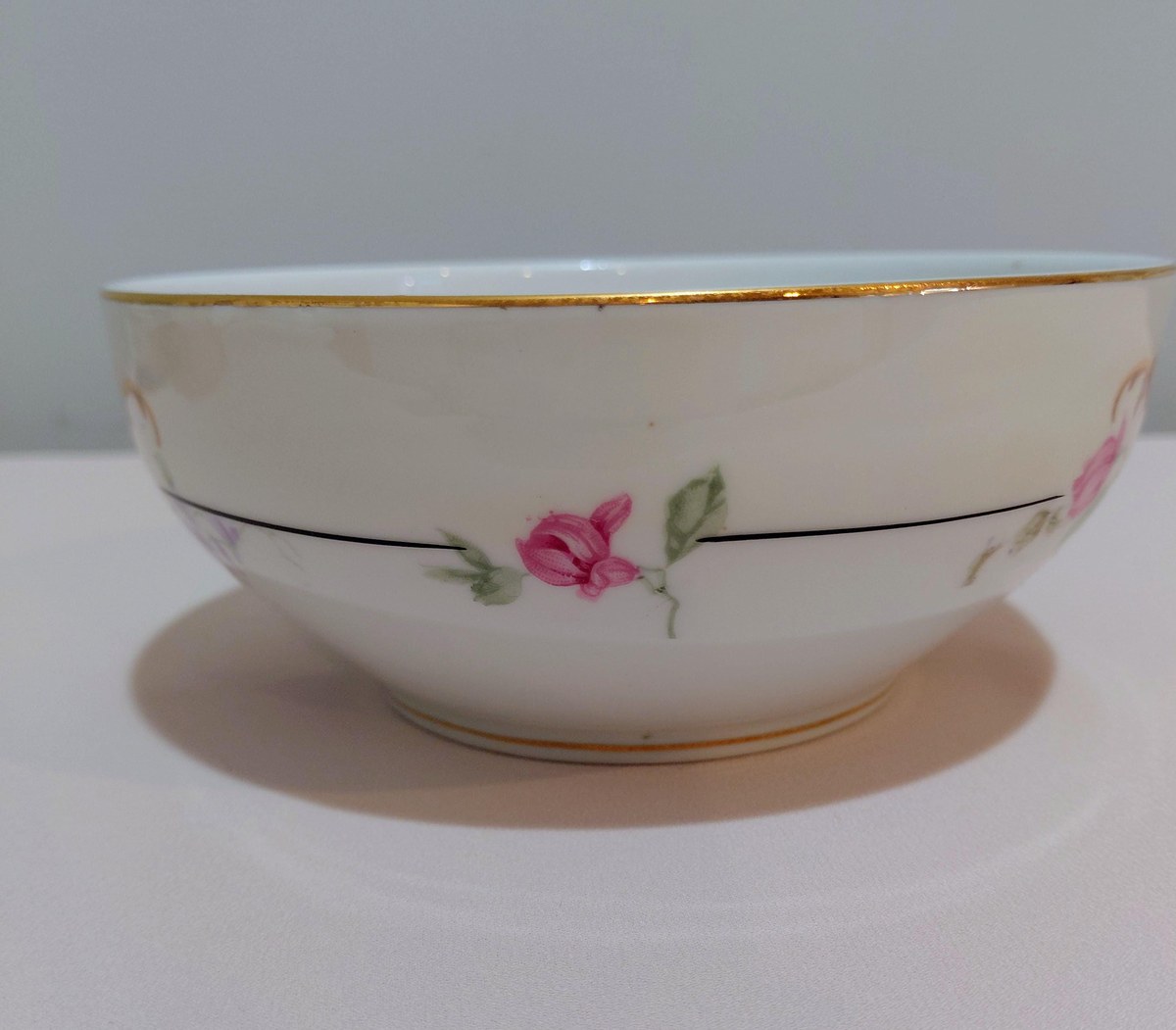 TK Thun Bohemia Edna Gravy Boat Bowl Creamer Czech Porcelain 1918-1939 Floral Gold Trim, view 16