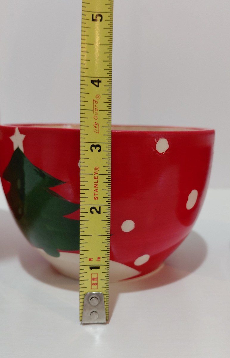 Handpainted Christmas Nesting Bowls: Red Polka Dot Tree, Set of 3, view 10