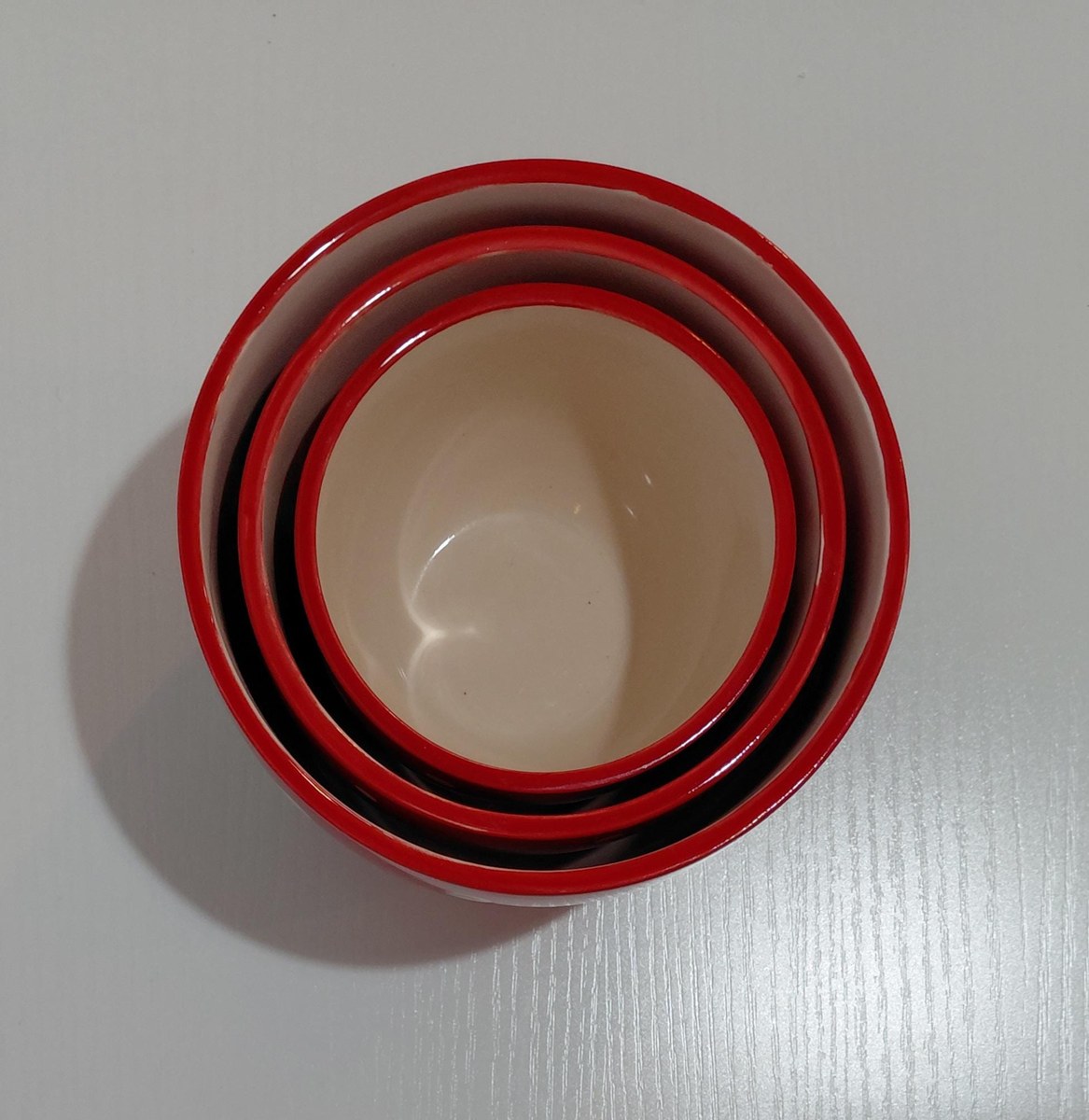 Handpainted Christmas Nesting Bowls: Red Polka Dot Tree, Set of 3, view 17
