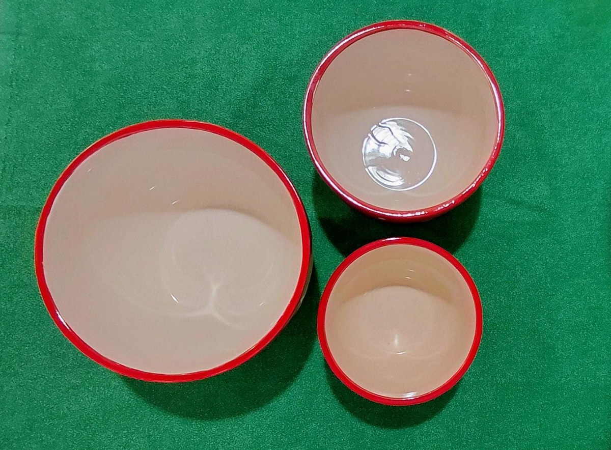 Handpainted Christmas Nesting Bowls: Red Polka Dot Tree, Set of 3, view 3