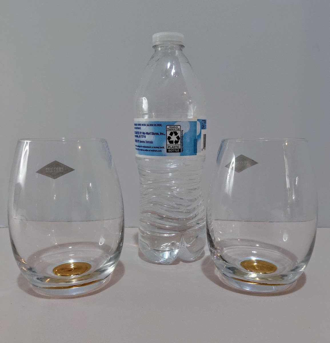 Shannon Crystal Stemless Wine Glasses with Gold Base (Set of 2), view 11