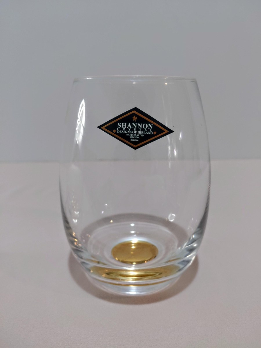 Shannon Crystal Stemless Wine Glasses with Gold Base (Set of 2), view 4