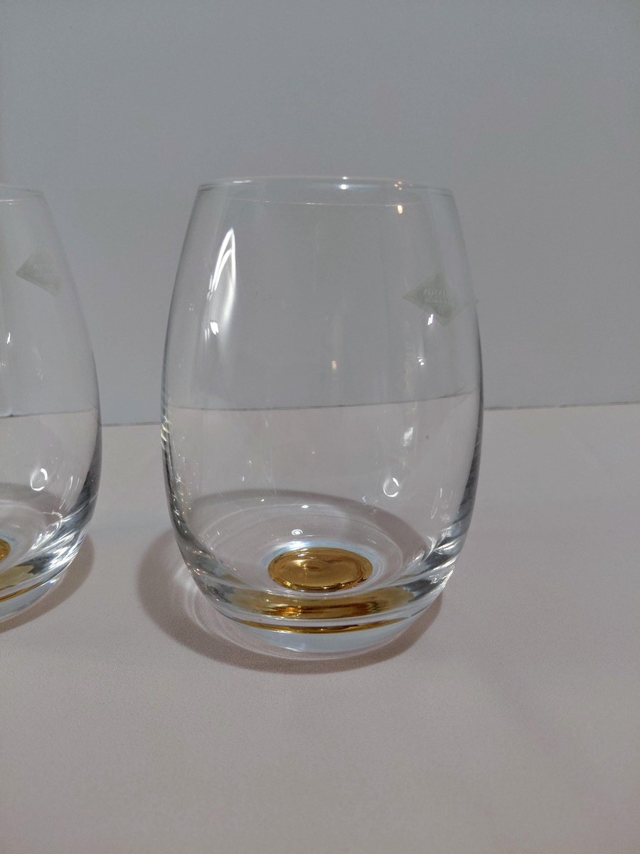 Shannon Crystal Stemless Wine Glasses with Gold Base (Set of 2), view 5
