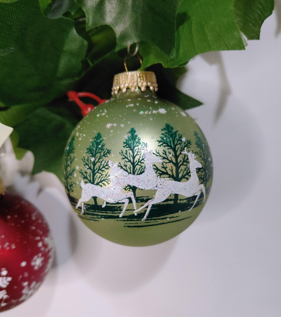 Vintage Krebs Glass Christmas Ornaments, 1970s Nature's Blessings Set, view 14