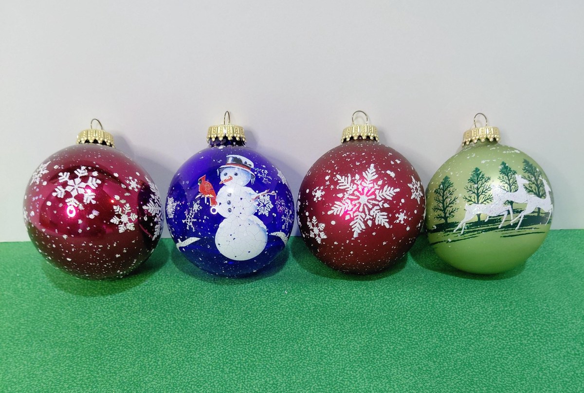 Vintage Krebs Glass Christmas Ornaments, 1970s Nature's Blessings Set, view 16
