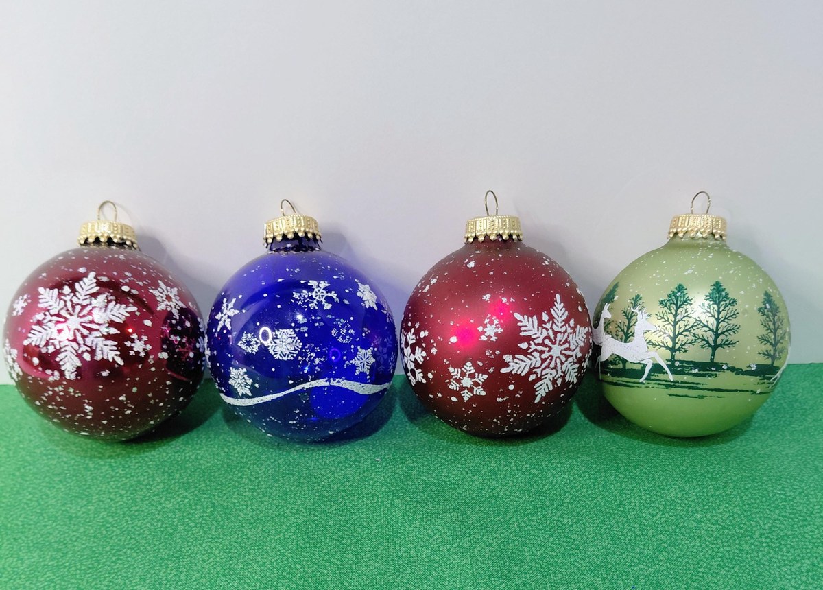 Vintage Krebs Glass Christmas Ornaments, 1970s Nature's Blessings Set, view 17