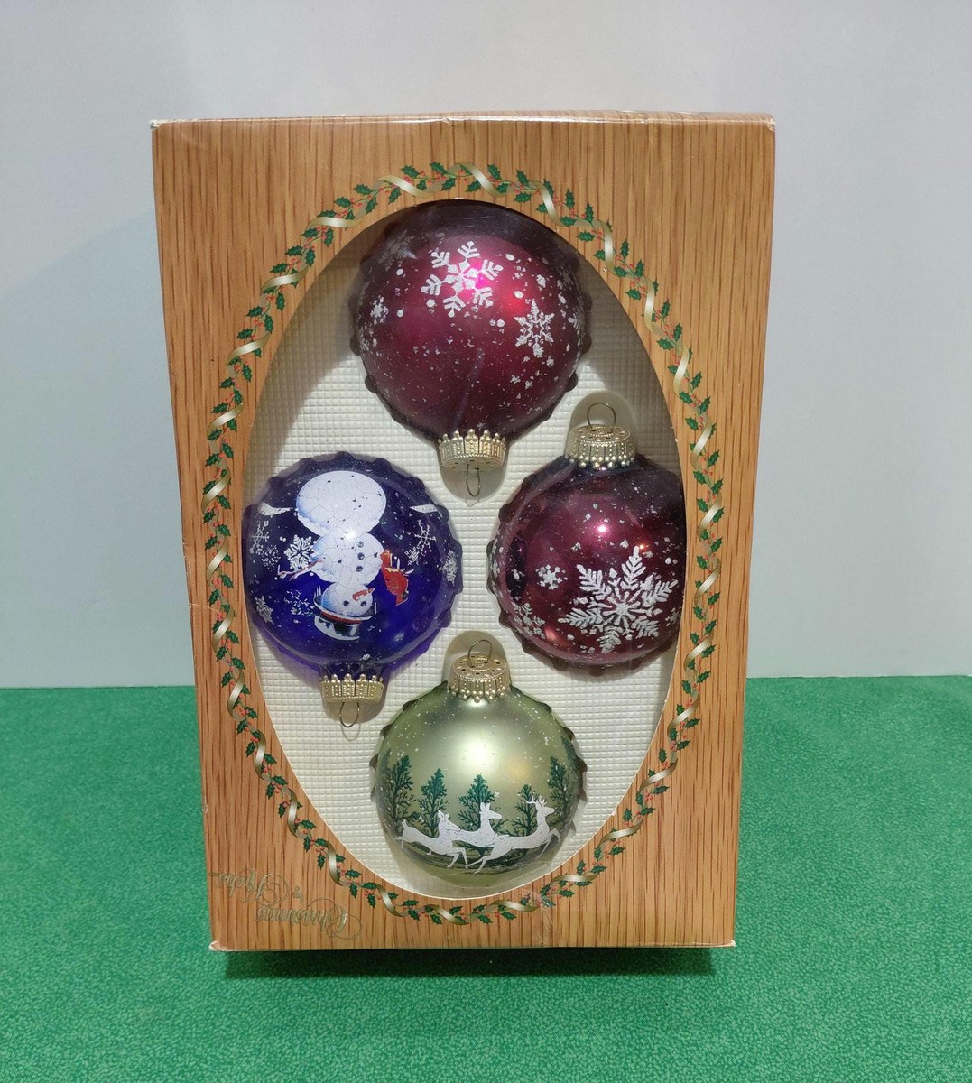 Vintage Krebs Glass Christmas Ornaments, 1970s Nature's Blessings Set, view 2