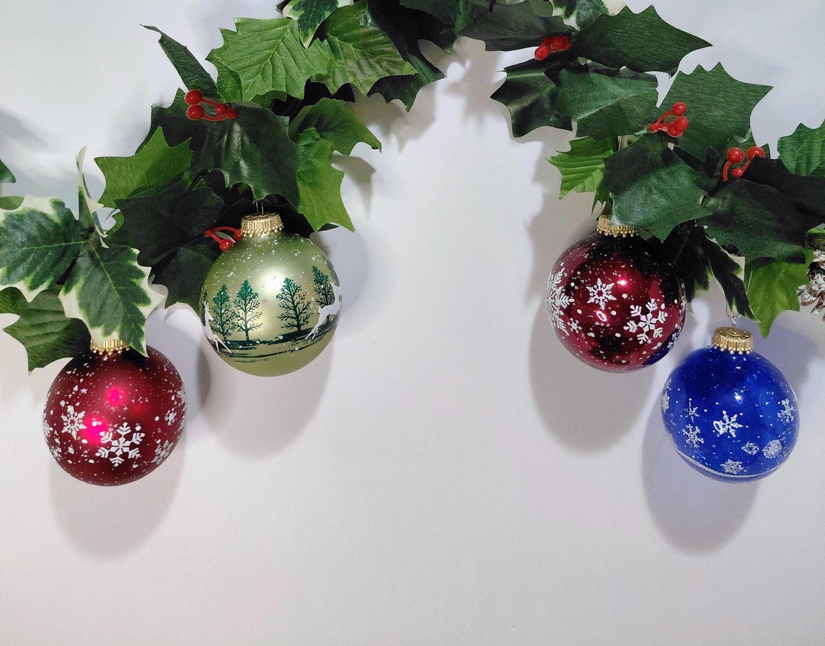 Vintage Krebs Glass Christmas Ornaments, 1970s Nature's Blessings Set, view 20