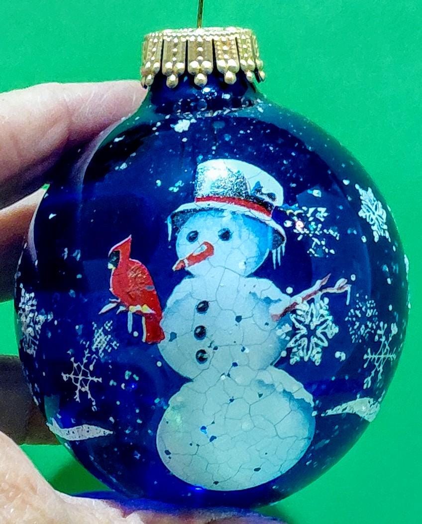 Vintage Krebs Glass Christmas Ornaments, 1970s Nature's Blessings Set, view 7