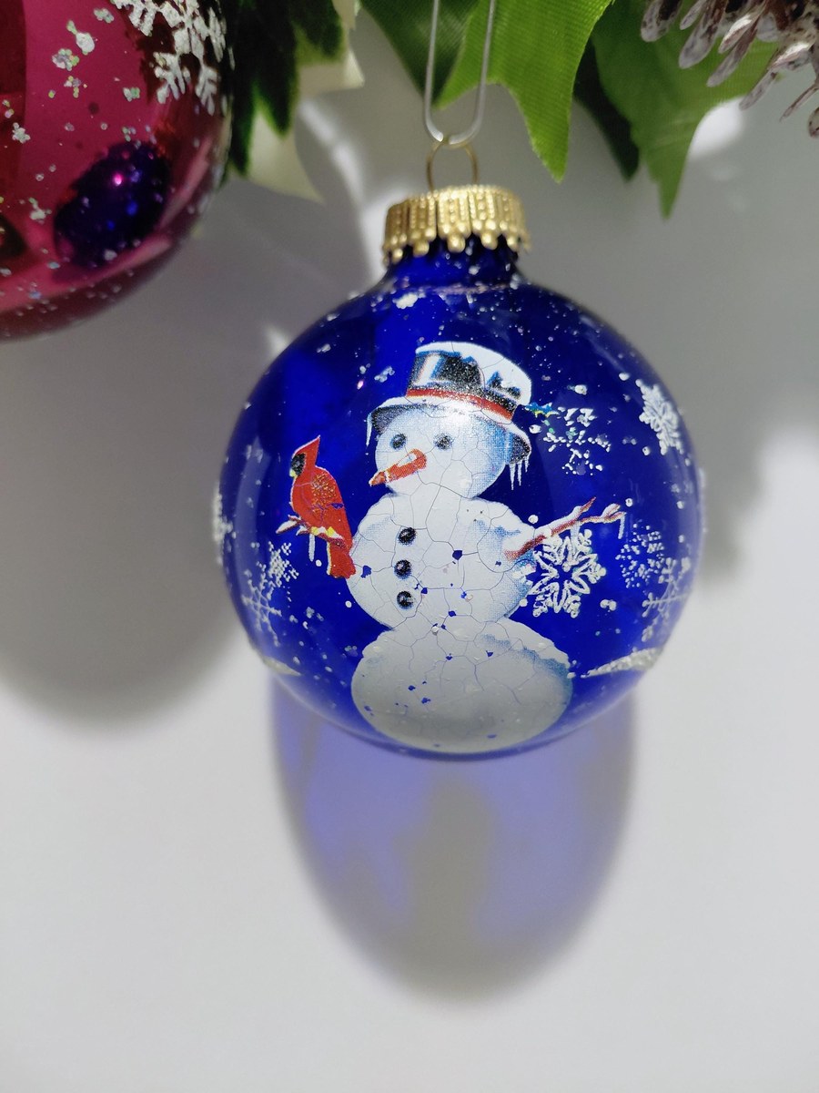 Vintage Krebs Glass Christmas Ornaments, 1970s Nature's Blessings Set, view 8